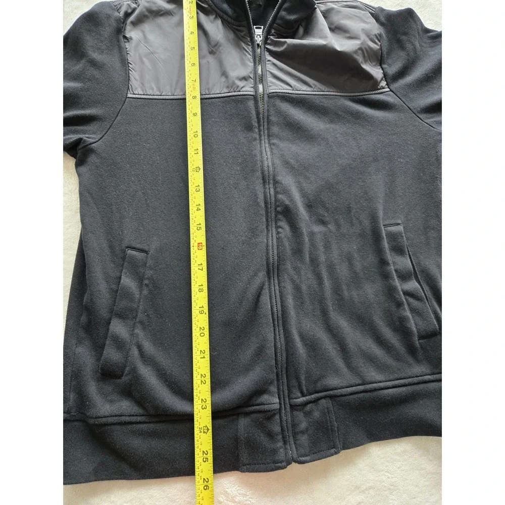 Banana Republic Mens Small Black Mixed Media Full Zip Jacket Cotton‎